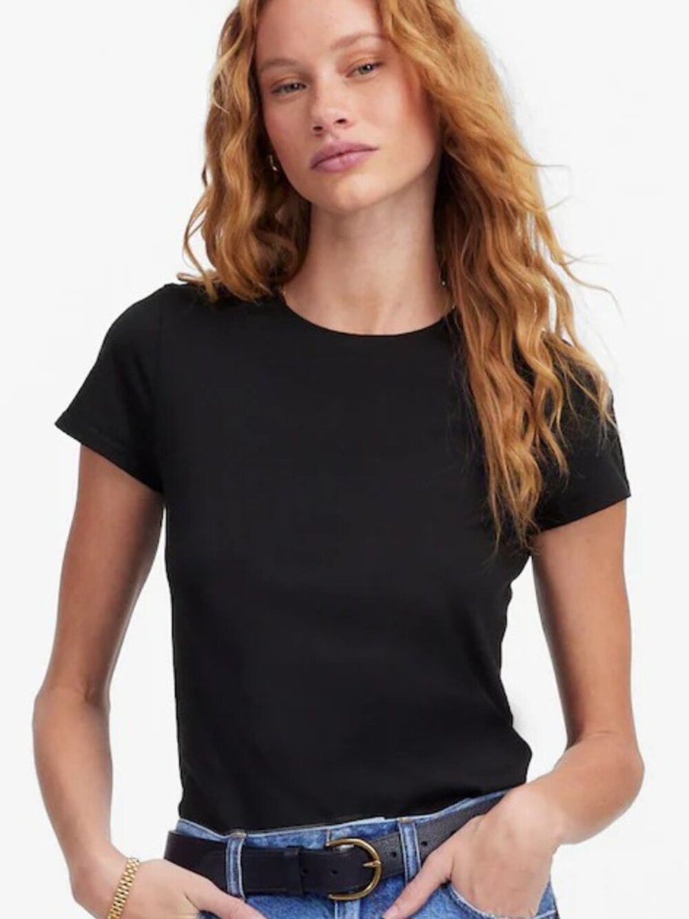 Madewell Essential Slim Tee in Lightweight Cotton Jet Black